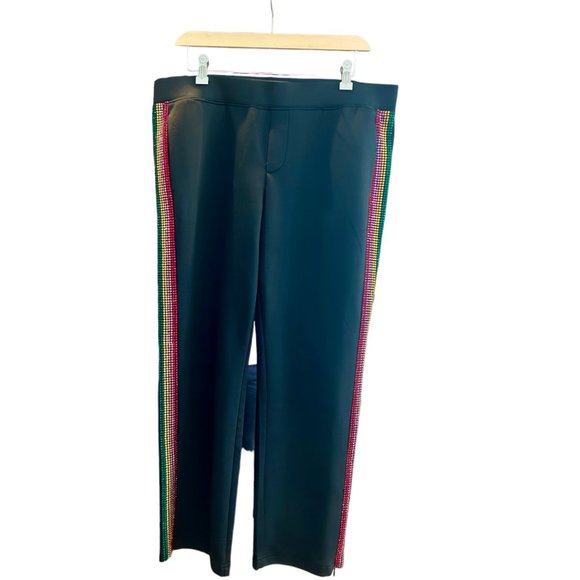 Pam & Gela Cropped Track Pants with Rhinestone Side Stripes Size L - Picture 2 of 11